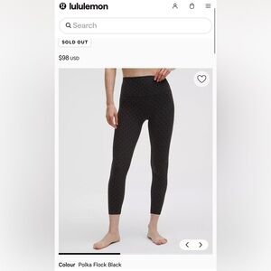 *SOLDOUT NWT Lululemon align leggings- flocked polkadot